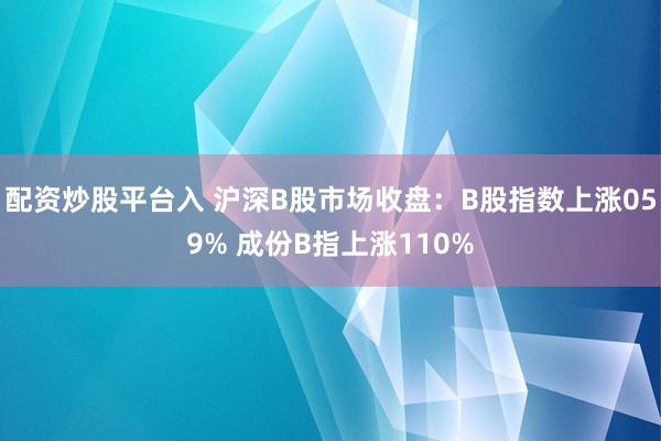 配资炒股平台入 沪深B股市场收盘：B股指数上涨059% 成份B指上涨110%