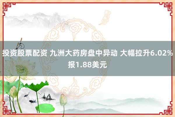 投资股票配资 九洲大药房盘中异动 大幅拉升6.02%报1.88美元