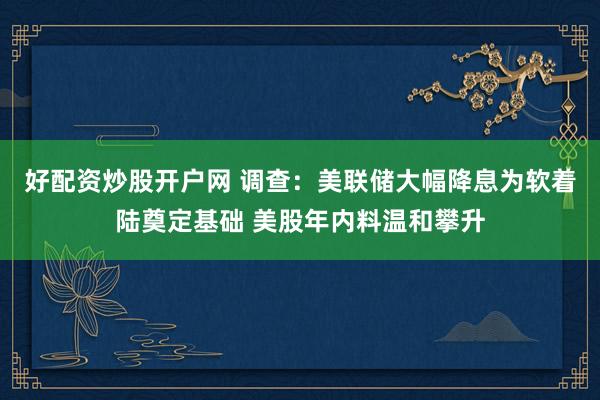 好配资炒股开户网 调查：美联储大幅降息为软着陆奠定基础 美股年内料温和攀升