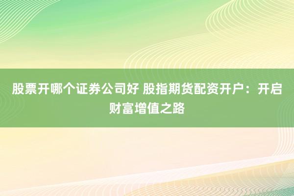 股票开哪个证券公司好 股指期货配资开户：开启财富增值之路