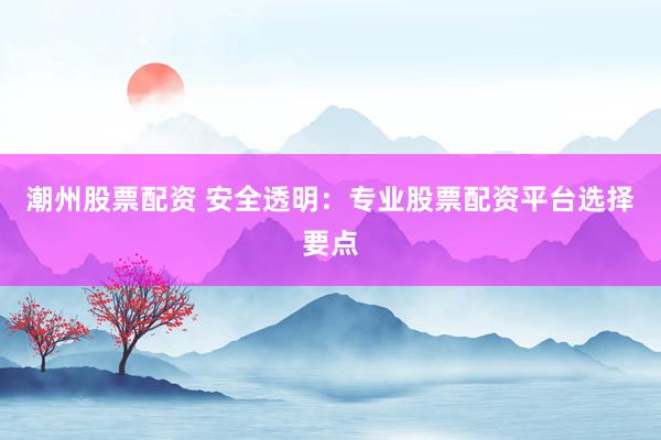 潮州股票配资 安全透明：专业股票配资平台选择要点